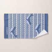 Nautical Gray Blue White Whale Waves Bad Handdoek (Handdoek)