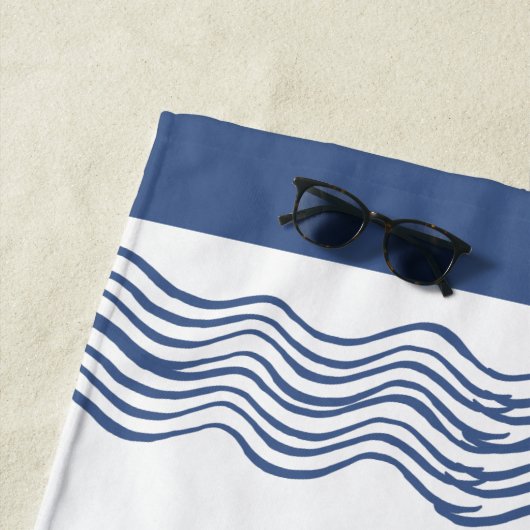 Nautical Gray Blue White Whale Waves Strandlaken (In situ)