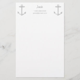 Nautical Grey Anchor Briefpapier
