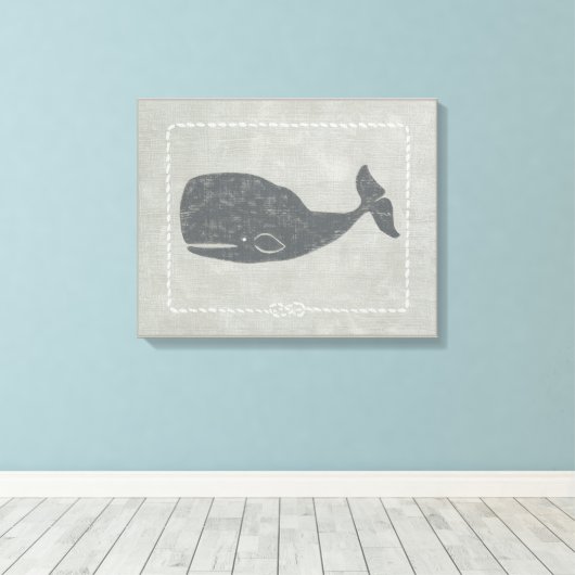 Nautical Grey Whale Canvas Afdruk (Insitu (Houten vloer))
