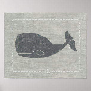 Nautical Grey Whale Poster