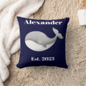 Nautical Grey Whale Stripes Wit en Navy Blue Kussen (Deken)