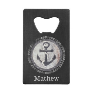 Nautical Grungy Anchor Blackboard Bottle Open Kredietkaart Flessenopener