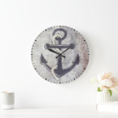Nautical Grungy Anchor Rustic Wall Clock Grote Klok (Huis)