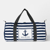 Nautical Heart Anker Bootnaam Marine Wit Gestreept Plunjezak (Voorkant)