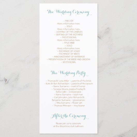 Nautical Heart Beach Programmes de mariage blanc (Dos)