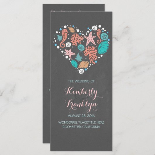 Nautical Heart Beach Wedding Programma's (Voorkant / Achterkant)