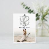 Nautical Heart Rope Anchor Foto De datum opslaan Aankondigingskaart (Staand voorkant)