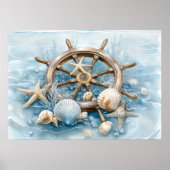 Nautical Helm Coastal Wall Art Print | Wall Poster (Voorkant)