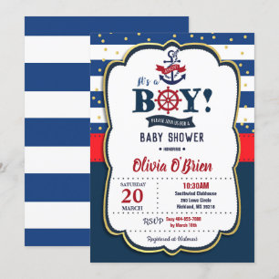 Nautical Het is een Baby shower van de Jongen Rood Kaart