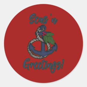 Nautical Holiday   Zeeen "groeten" Ronde Sticker
