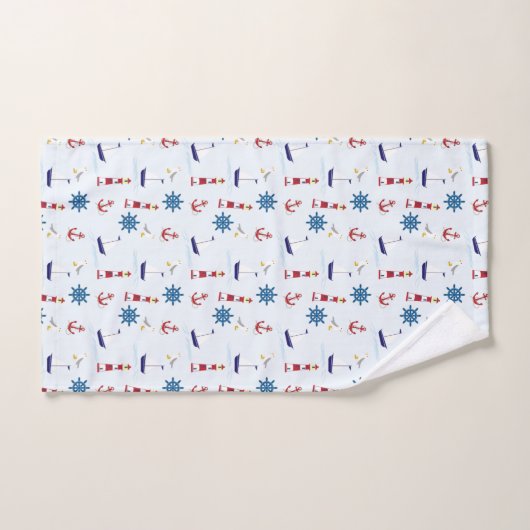 Nautical Icons Vuurtoren Boot Anker Zeevaart Bad Handdoek (Handdoek)