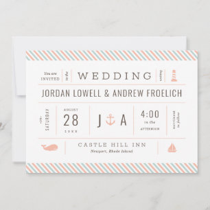Nautical Invite Pastel Beach Weddenschap Aankondiging