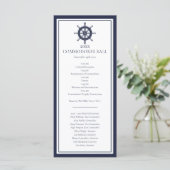 Nautical Jachtclub Navy Blauwe Menu Programma (Staand voorkant)