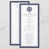 Nautical Jachtclub Navy Blauwe Menu Programma (Voorkant / Achterkant)