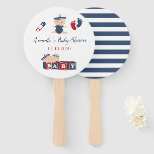 Nautical Jongen Baby Shower Favor Handwaaier