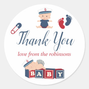 Nautical Jongens Baby Shower Bedankt Ronde Sticker