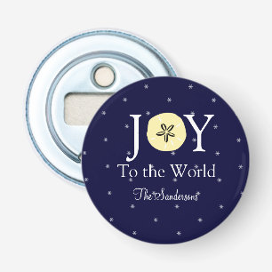 Nautical Joy Sandollar Blue White Kerstmis Button Flesopener