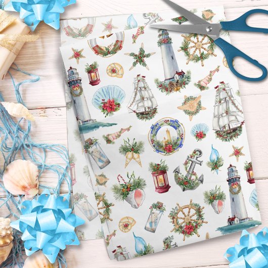 Nautical kerstbal kust tissuepapier