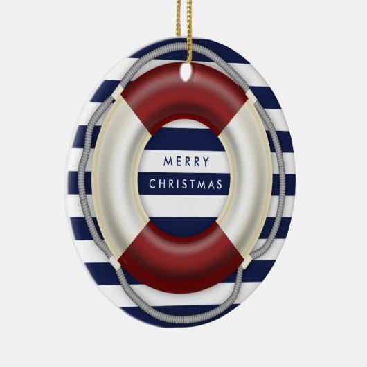 Nautical Kerstornament Personalized Lifesaver Keramisch Ornament (Rechts)
