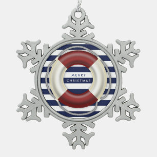 Nautical Kerstsierents Personalized Pewter Tin Sneeuwvlok Ornament