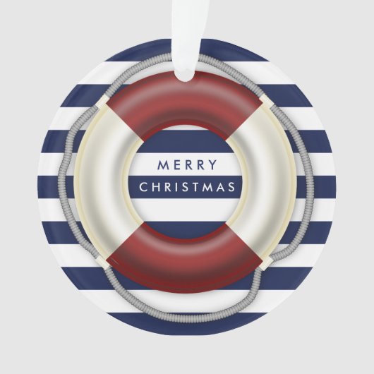 Nautical kerstversients Custom Blue Acryllic Ornament (voorkant)