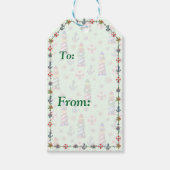 Nautical kerstvuurtoren op groene achtergrond cadeaulabel (Voorkant)