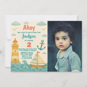 Nautical Kids verjaardagsuitnodiging Kaart