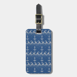 Nautical Knit Pattern Bagagelabel
