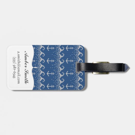 Nautical Knit Pattern Bagagelabel (Achterkant horizontaal)