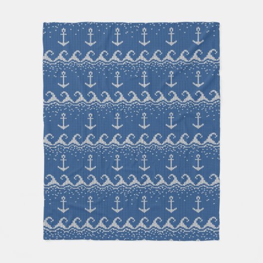 Nautical Knit Pattern Fleece Deken (Voorkant)