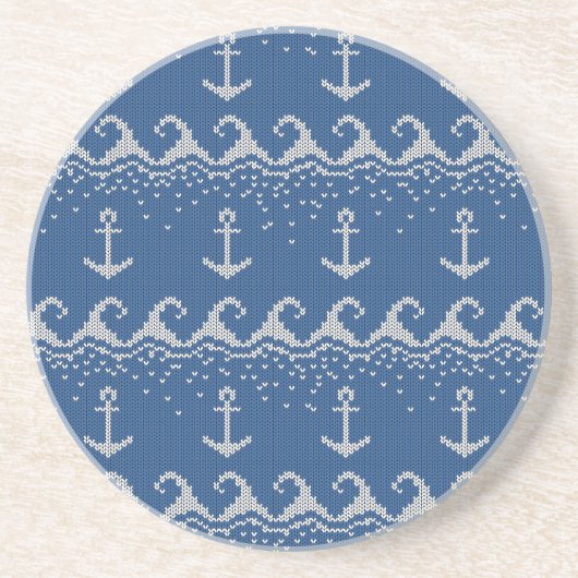Nautical Knit Pattern Zandsteen Onderzetter (Voorkant)