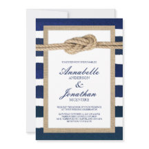 Nautical Knot Burlap & Waterverf Navy Stripes