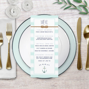 Nautical Knot Formele Evenement Mint & White Strip Menu