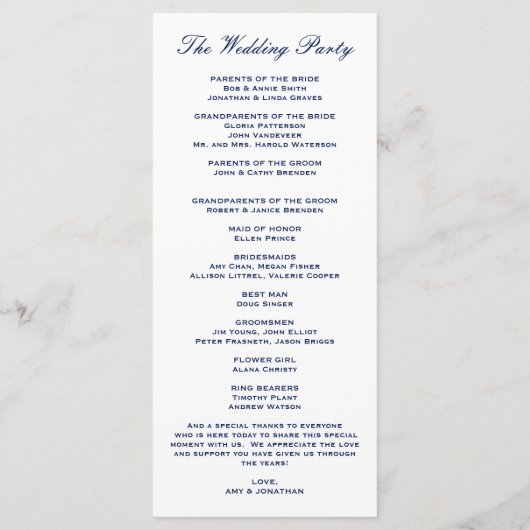 Nautical Knot Marine Stripes Programme de mariage (Dos)