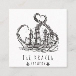 Nautical Kraken Sketch Square Visitekaartje