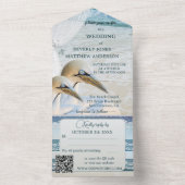 Nautical Lace Gannets Beach Weddenschap All In One Uitnodiging (Binnen)