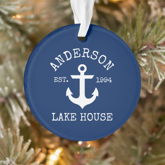 Nautical Lake House Anchor Family Name Blue (Arbre)