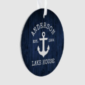 Nautical Lake House Ancre Blue Wood Nom de famille (devant)