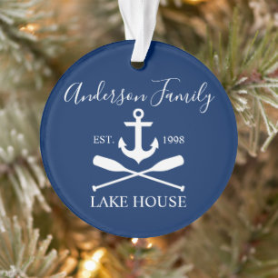 Nautical Lake House Ancre Oars Famille Marine Bleu