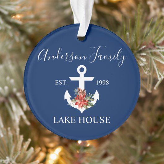 Nautical Lake House Hiver Floral Marine Bleu (Arbre)