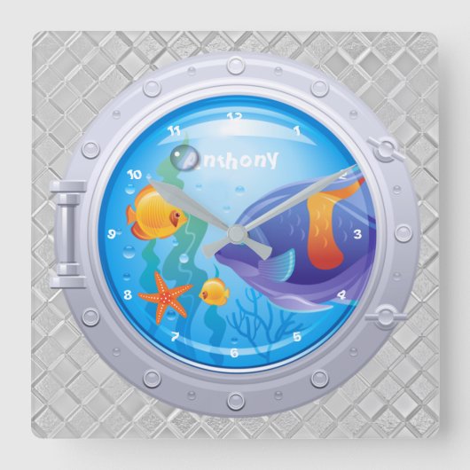 Nautical Large Clock Vierkante Klok (Voorkant)