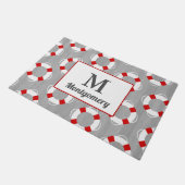 Nautical Life Preserver & Grey Personalized Deurmat (Schuin)
