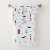 Nautical Light House Sail Boat Pattern Bad Handdoek (Insitu)
