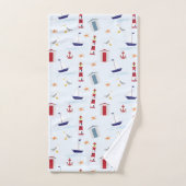 Nautical Light House Sail Boat Pattern Bad Handdoek (Handdoek)