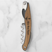 Nautical Light Wood Grain Personalized Boat Name Kurkentrekker (Voorkant)