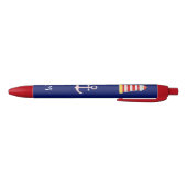 Nautical Lighthouse & Anchor op blauwe achtergrond Zwarte Inkt Pen (Bodem)