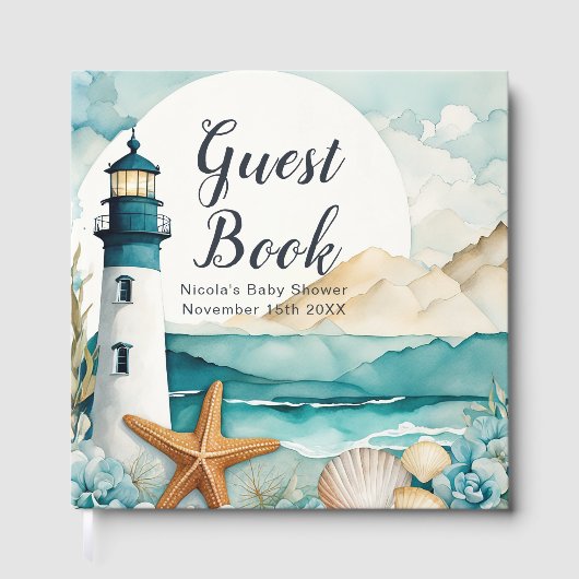 Nautical Lighthouse Baby Shower  Gastenboek (Voorkant)