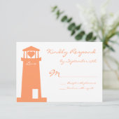 Nautical Lighthouse Beach Wedding RSVP-kaarten RSVP Kaartje (Staand voorkant)