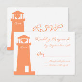 Nautical Lighthouse Beach Wedding RSVP-kaarten RSVP Kaartje (Voorkant / Achterkant)